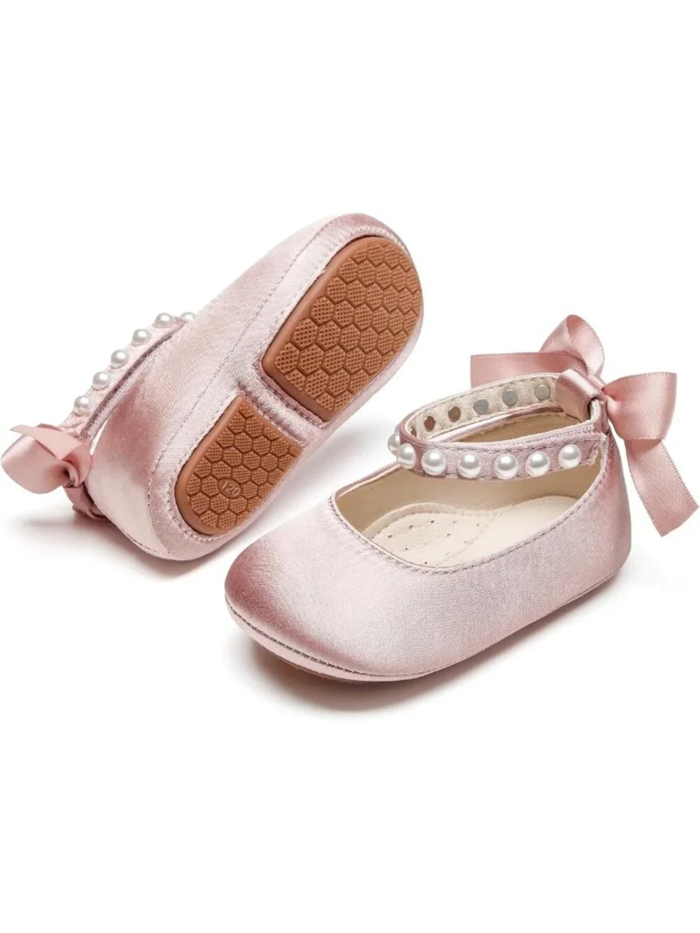 Adorable Baby Girls' Mary Jane Flats - Soft Rubber Sole Walking Shoes for